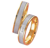 Linden Trauringe / Eheringe Mettmenstetten mit 3 Diamanten & Bicolor-Design – 017/018